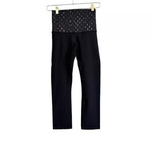 Lululemon Cropped Leggings Women's 4 Black Gray High Rise Activewear